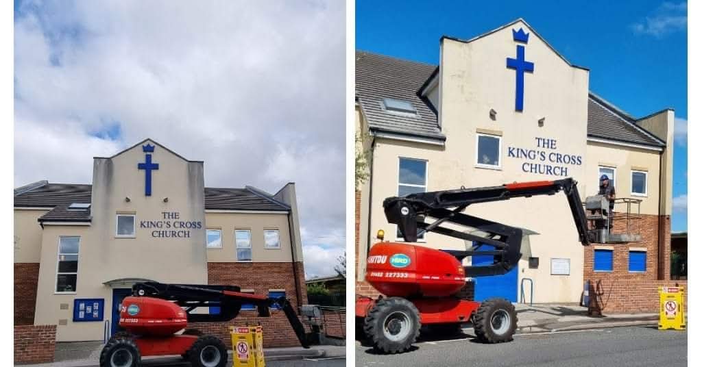 Clean wall after graffiti removal